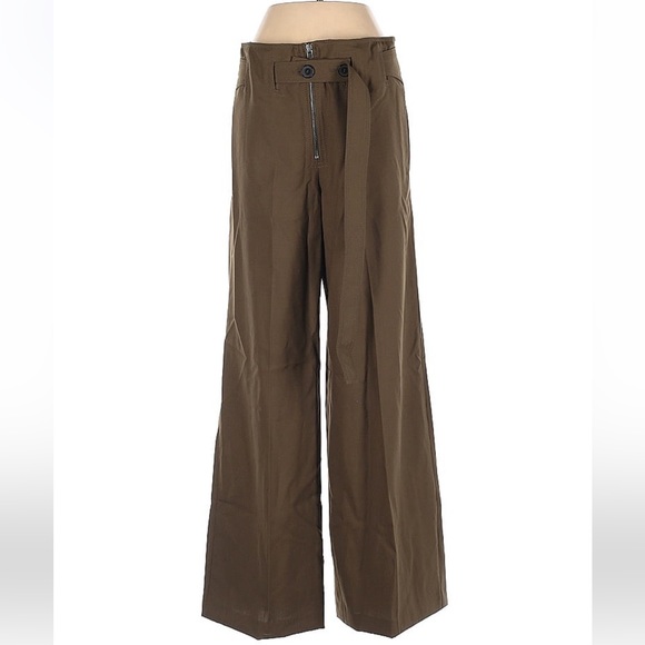 Zara Pants - ZARA Wide Leg Trouser Pants Green Khaki Size Small S